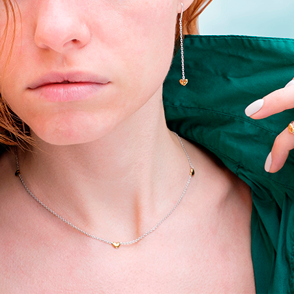 Серьги PJ на цепочке Сердечки