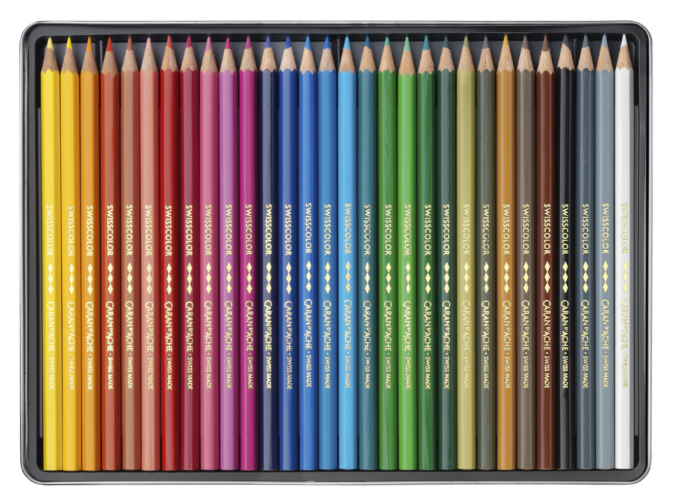 Набір водостійка Олівців Caran d'Ache Swisscolor Металевий бокс 30 кольорів