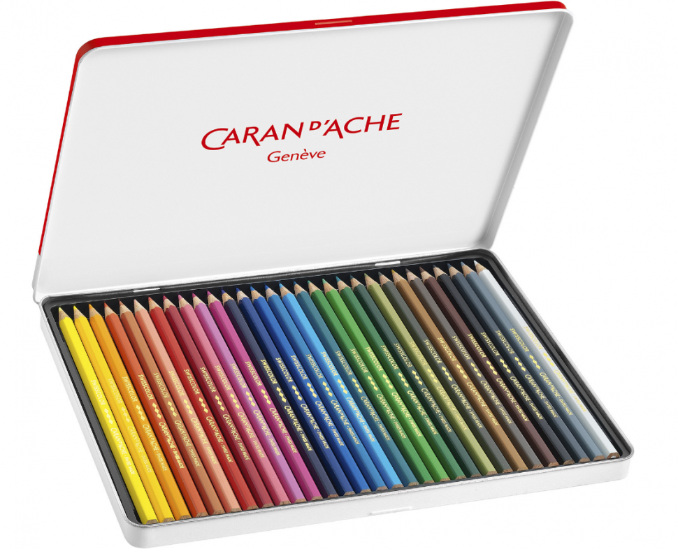 Набір водостійка Олівців Caran d'Ache Swisscolor Металевий бокс 30 кольорів