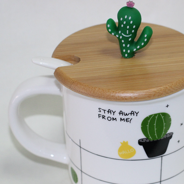 Кружка с крышкой и ложкой Кактус 375 мл