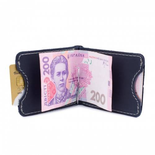 Портмоне с зажимом для купюр на резинке Black Brier Темно-синее
