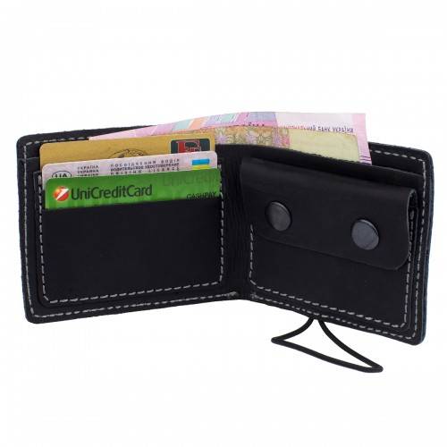 Портмоне на резинке из кожи Black Brier Western Черное