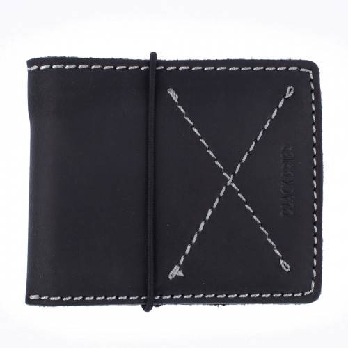 Портмоне на резинке из кожи Black Brier Western Черное