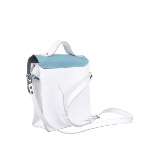 Шкіряна сумка через плече Емануель Dekey Бірюза + Білий