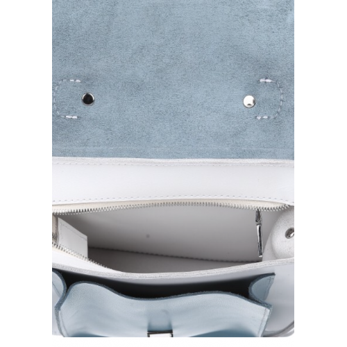 Шкіряна сумка через плече Емануель Dekey Бірюза + Білий