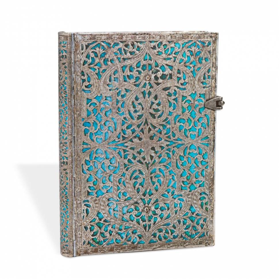 Средний блокнот Paperblanks Серебряная Филигрань Лазурный Линия