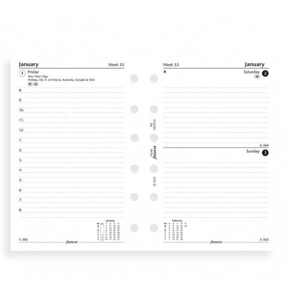 Комплект бланков Filofax День на странице Pocket White англ 2020 (68241)