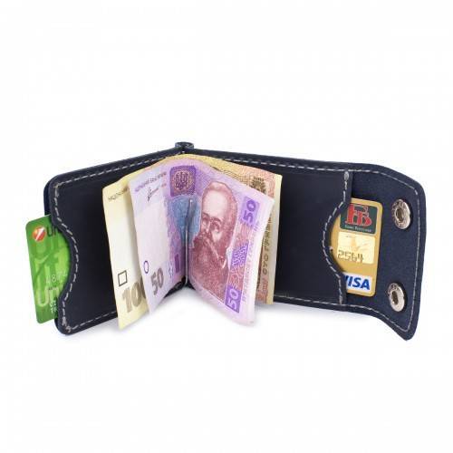 Портмоне з затискачем для купюр на кнопках Black Brier Темно-синє