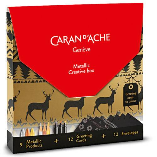 Набор Caran d'Ache Metallic Creative Box (9 шт. + 12 открыток)