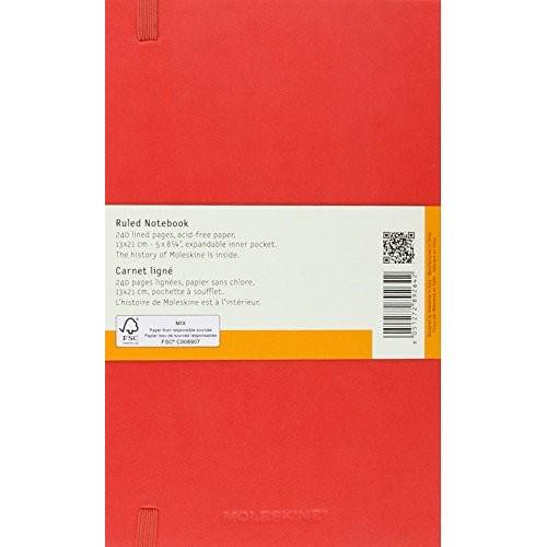 Середній блокнот Moleskine Classic Тверда обкладинка Кораловий в лінію