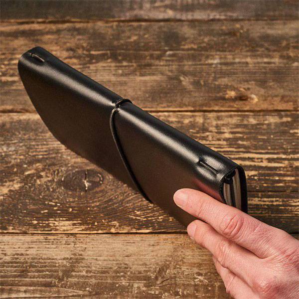 Блокнот из кожи Autograph Угольный Глянцевый