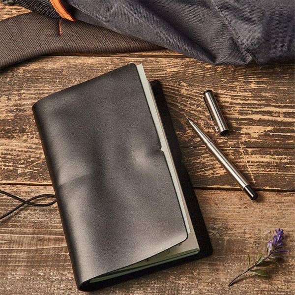 Блокнот из кожи Autograph Угольный Глянцевый