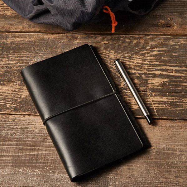 Блокнот из кожи Autograph Угольный Глянцевый