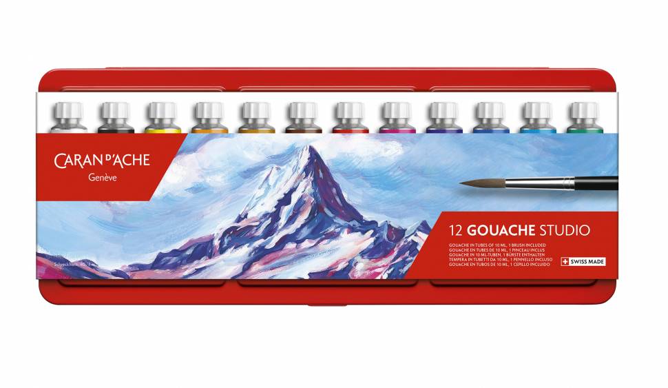 Набор Красок Caran d'Ache Gouache Studio металлический бокс 12 цветов