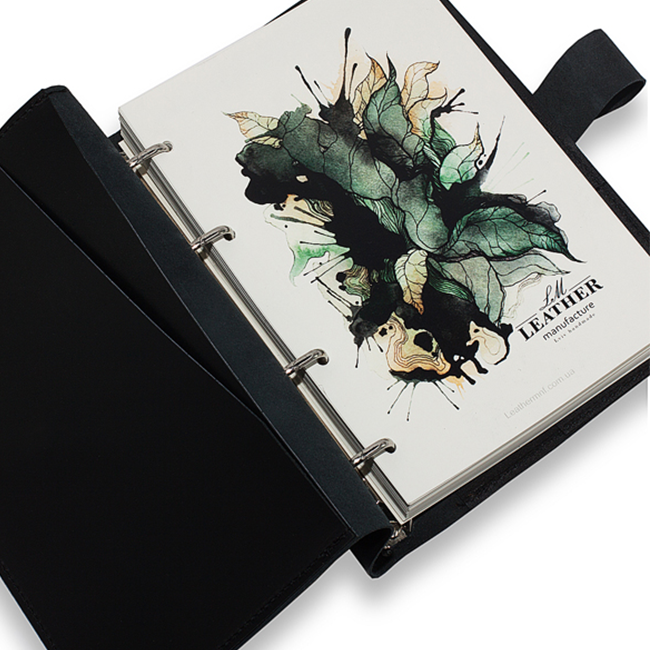 Кожаный органайзер LM с отделом для купюр и карточек черный