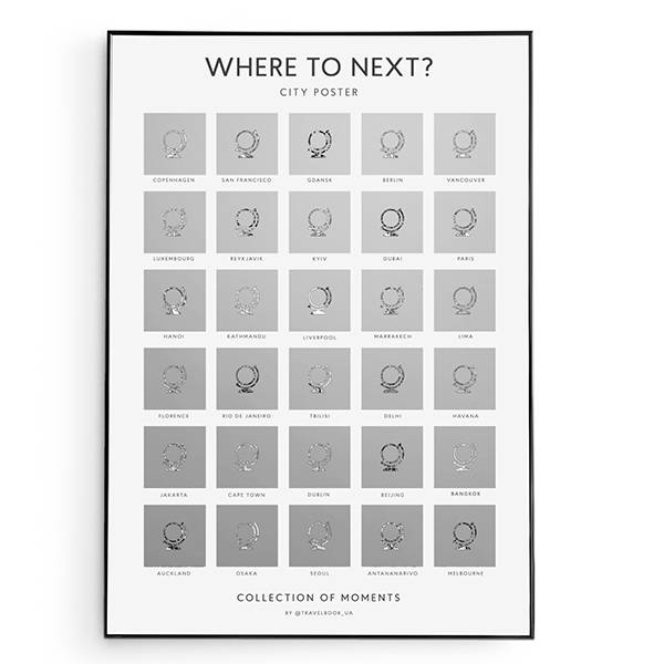 Скретч постер Travel Book City Poster Where To Next