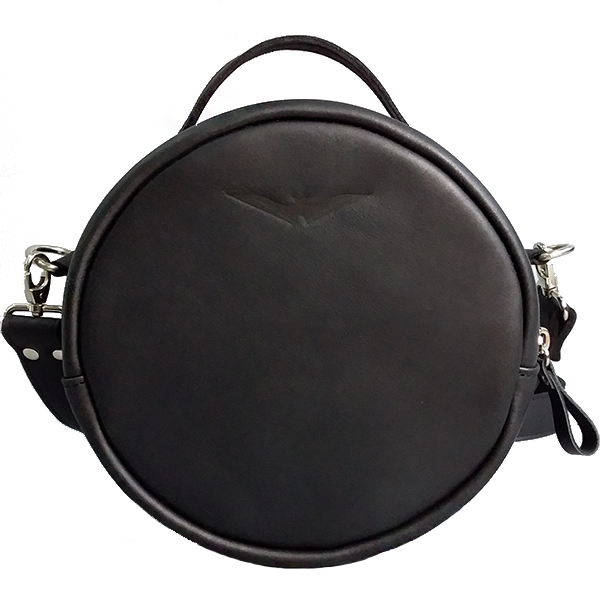 Кожаная круглая женская сумка AV2 Черная (В300)