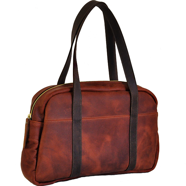 Шкіряна жіноча сумка-саквояж AV2 Коричнева (B651)