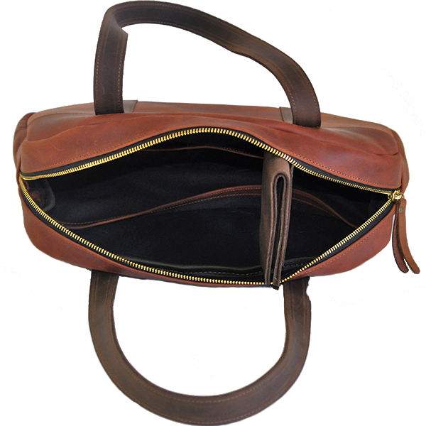 Шкіряна жіноча сумка-саквояж AV2 Коричнева (B651)