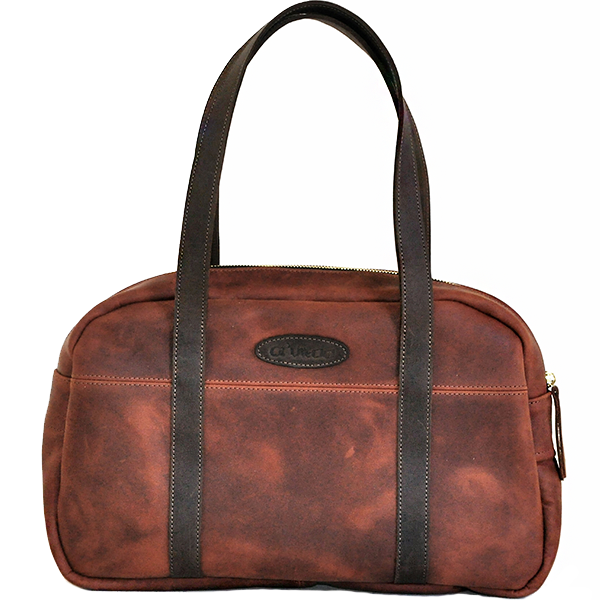 Шкіряна жіноча сумка-саквояж AV2 Коричнева (B651)