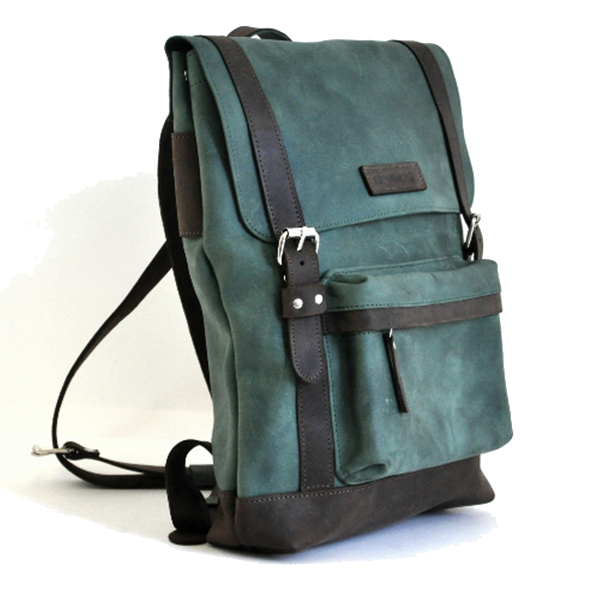 Кожаный мужской рюкзак AV2 Зеленый (P560)