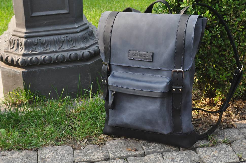 Кожаный мужской рюкзак AV2 Зеленый (P560)